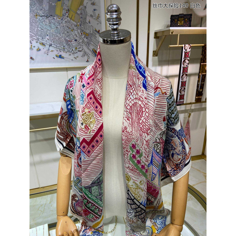 H**mes costume de fete square scarf white