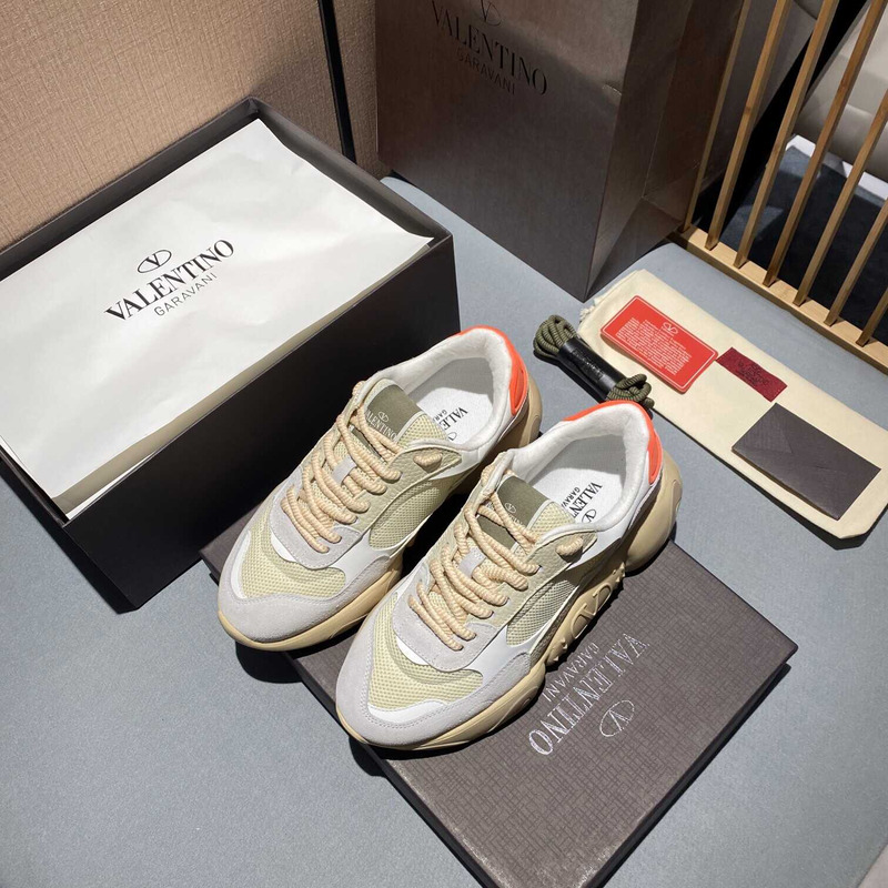 Valentino Garavani Gray And Beige Bubbleback Sneakers