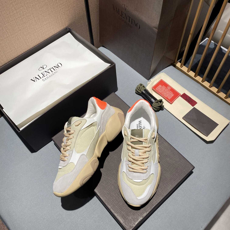 Valentino Garavani Gray And Beige Bubbleback Sneakers