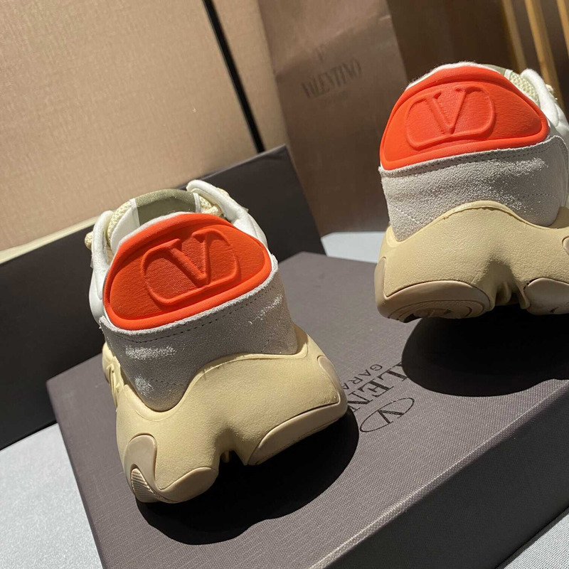 Valentino Garavani Gray And Beige Bubbleback Sneakers