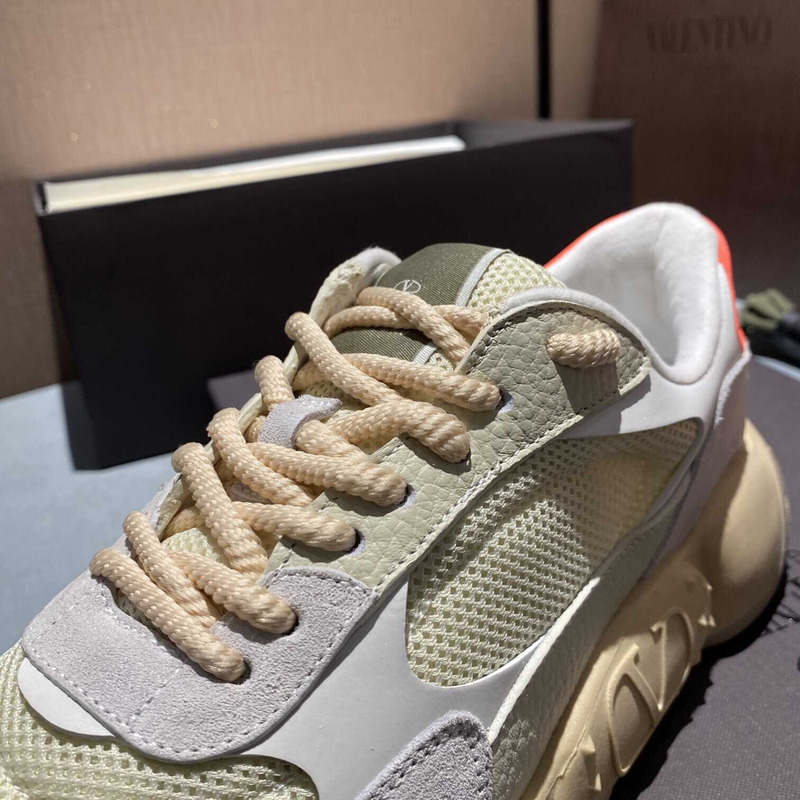 Valentino Garavani Gray And Beige Bubbleback Sneakers