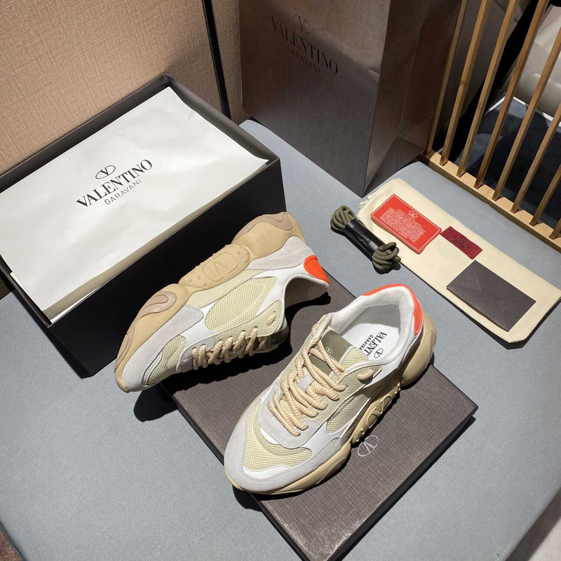 Valentino Garavani Gray And Beige Bubbleback Sneakers