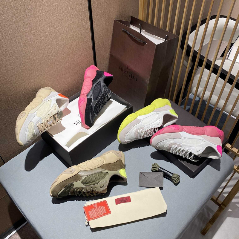 Valentino Garavani Gray And Beige Bubbleback Sneakers