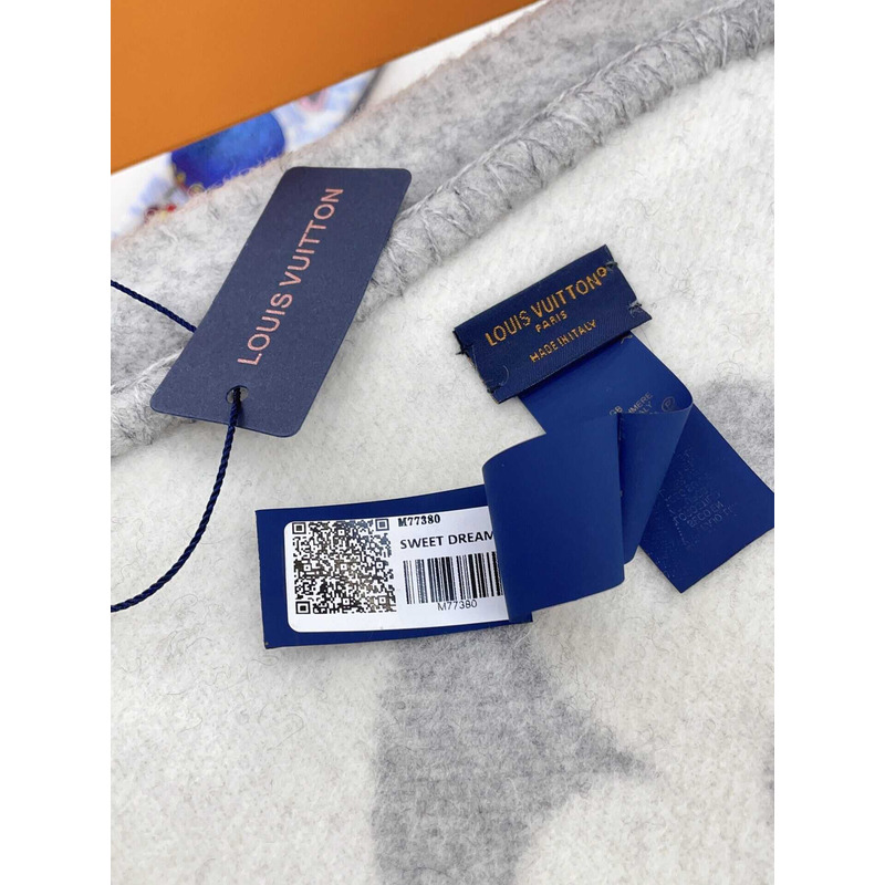 l**is V*t*n cashmere wool double-sided wide scarf/shawl gray