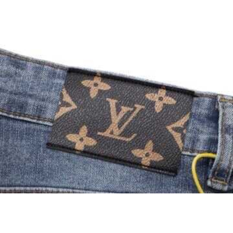 l**is V*t*n catton print logo jeans blue