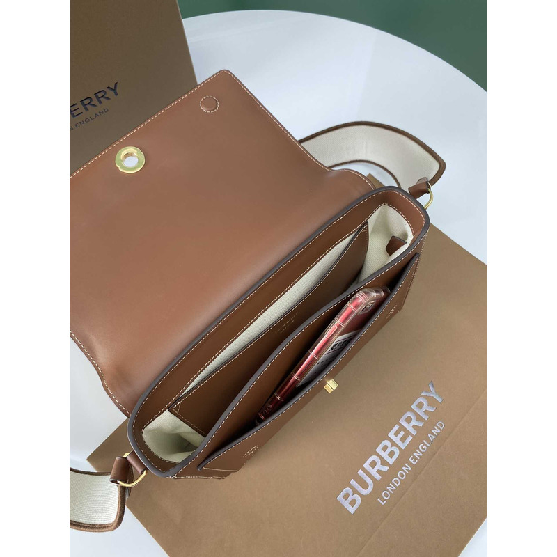 B**rry note brown topstitch leather crossbody bag