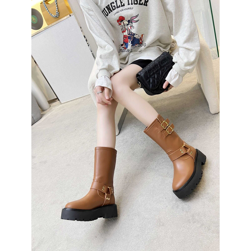 Ce**e biker boots calf leather brown