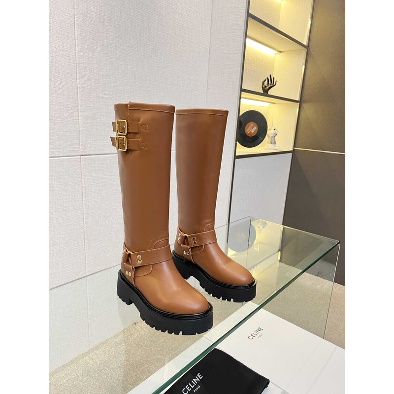 Ce**e biker boots calf leather brown