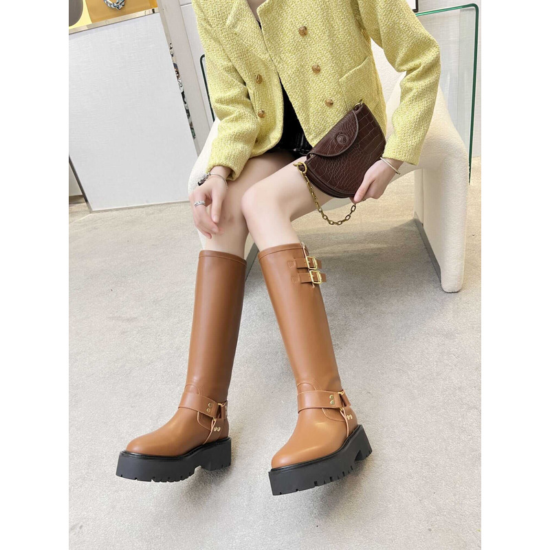 Ce**e biker boots calf leather brown