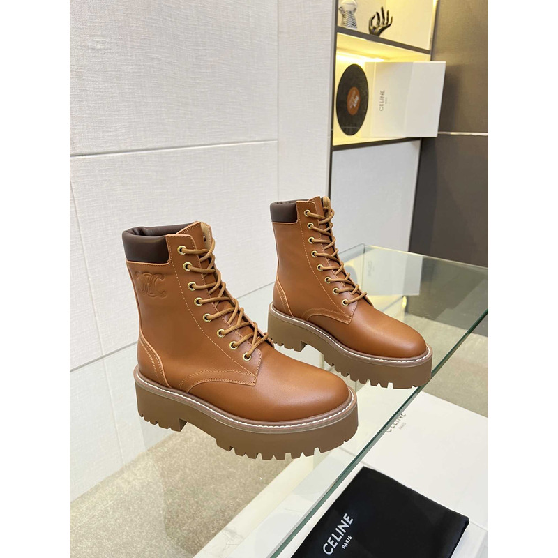 Ce**e lace-up boot with triomphe bulky calfskin brown