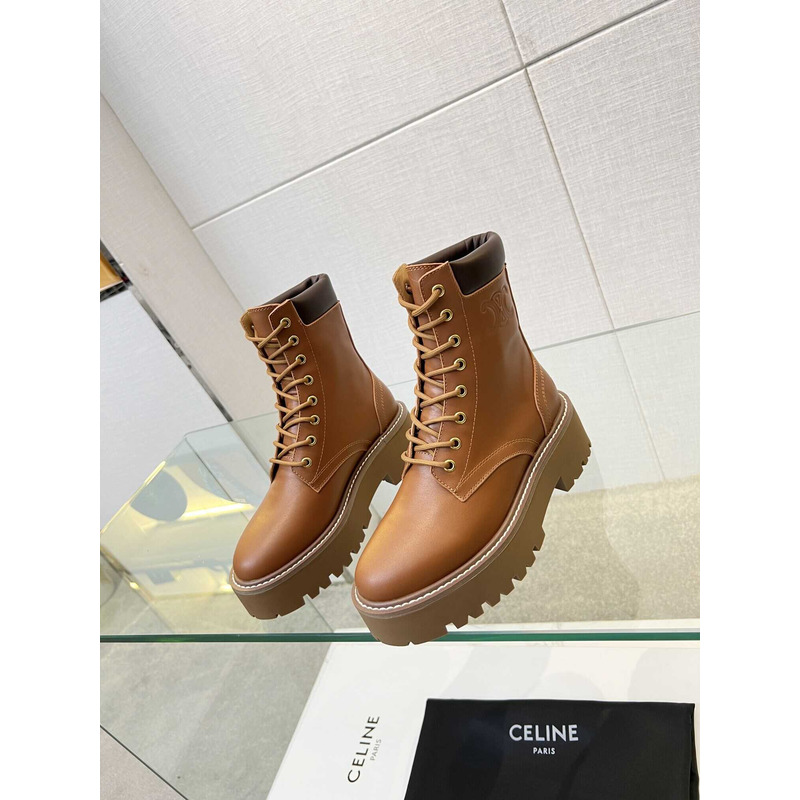 Ce**e lace-up boot with triomphe bulky calfskin brown