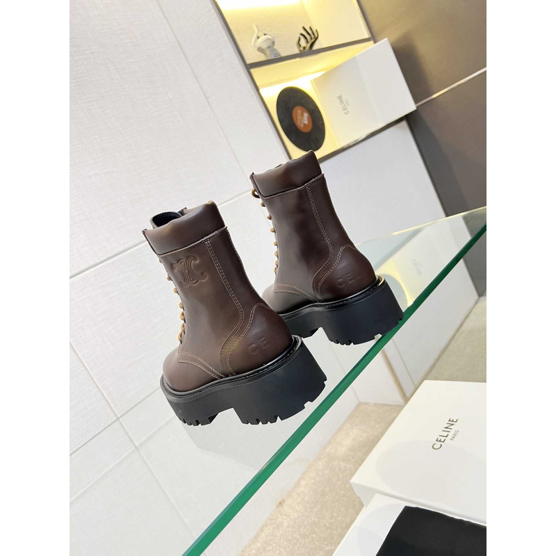 Ce**e lace-up boot with triomphe bulky calfskin tan