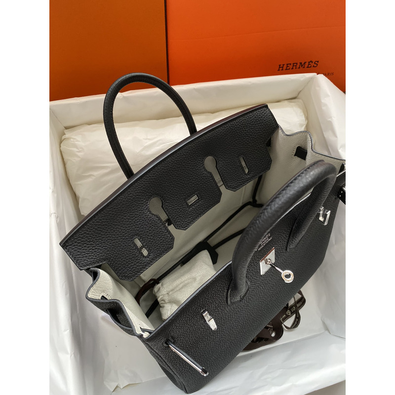 H**mes birkin epsom leather 25 birkin bag black silver buckle