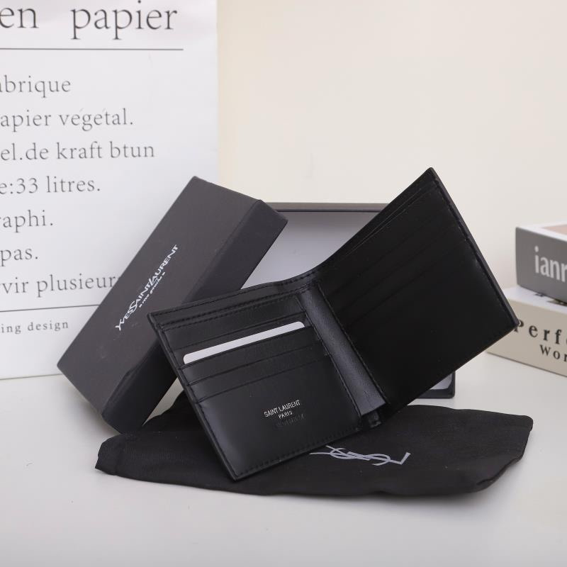 Saint Laurent Tiny Cassandre East/West Wallet In Matte Leather Black