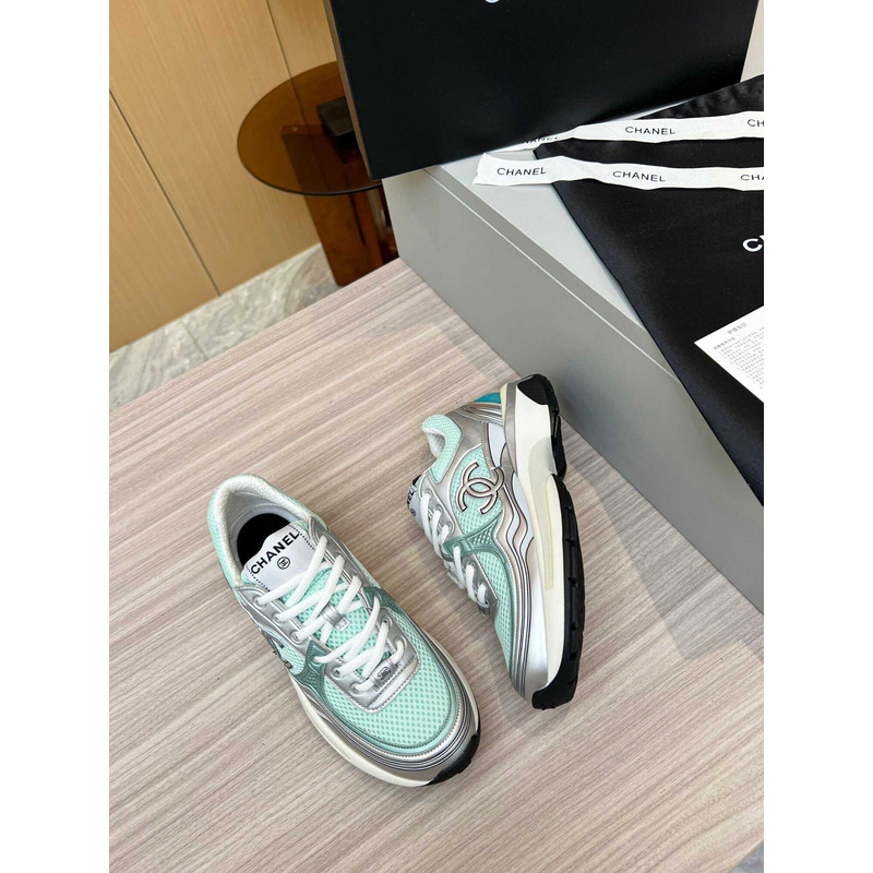 Ch*el sneakers silver&green