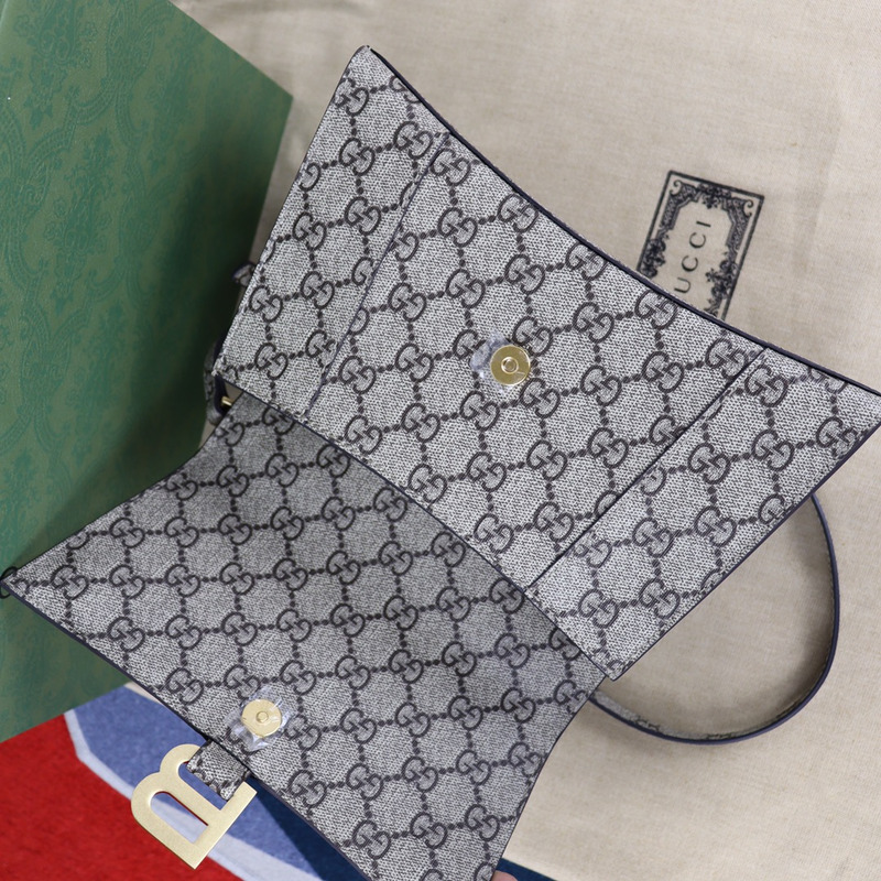 ba*len*cia*ga x g*u*i gg S*p*e monogram small hourglass top handle bag beige ebony