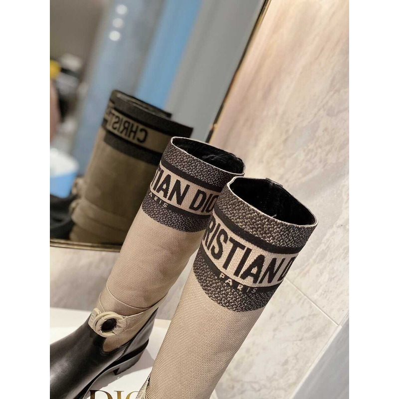 D*or d-major boot technical fabric calfskin taupe and black