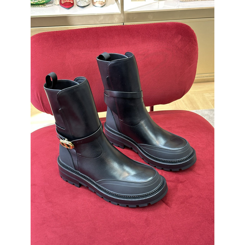 D*or empreinte ankle boots calfskin and rubber black