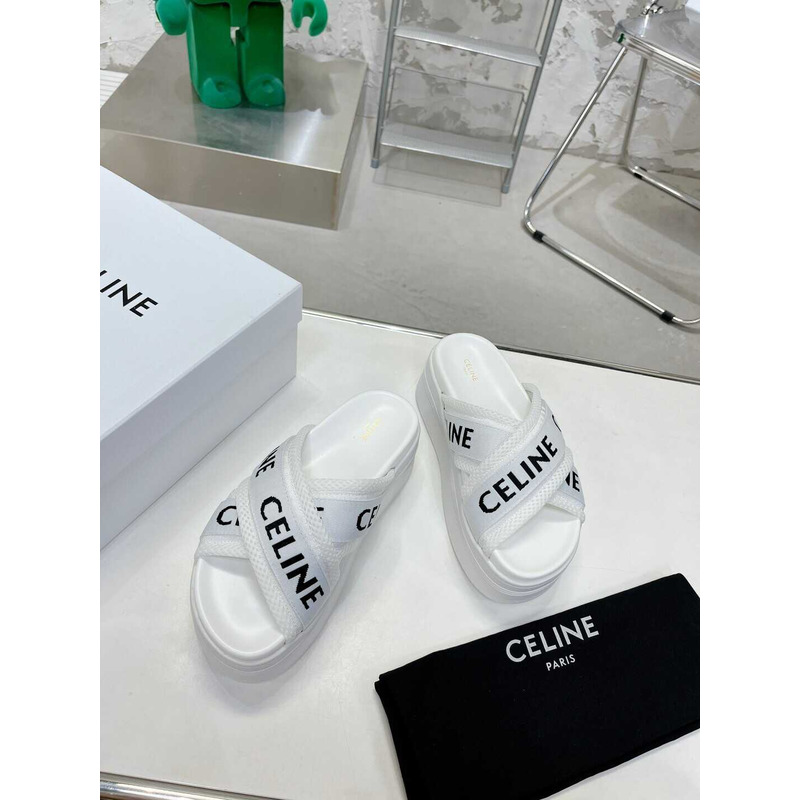 Ce**e block slide in mesh textile with Ce**e jacquard white optic white