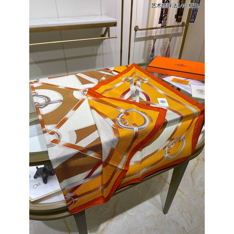 H**mes figure artistique scarf 90 yellow