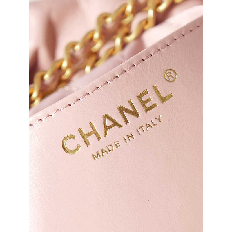 Ch*el 22 mini handbang shiny calfskin & gold-tone metal pale nude pink