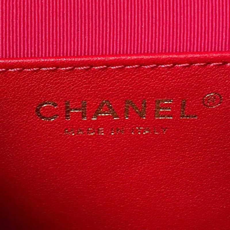 Ch*el small backpack calfskin & gold-tone metal red