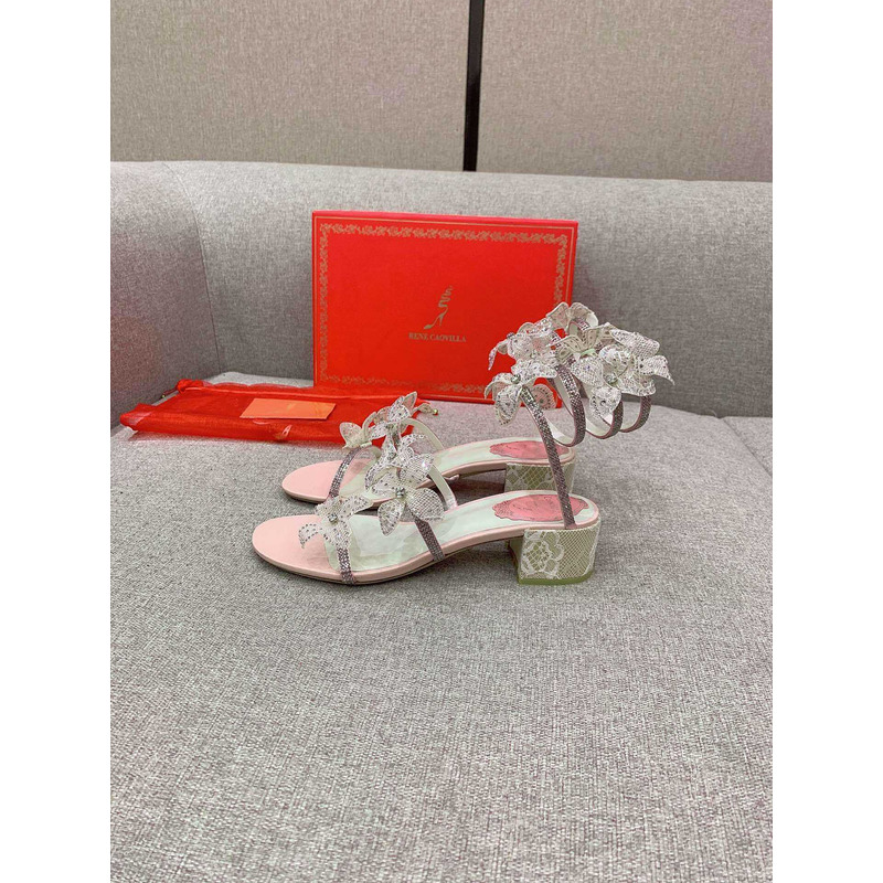 Rene Caovilla Floriane Sandals Light Pink