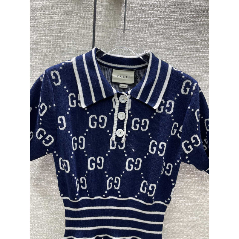 G*u*i gg cotton jacquard dress blue