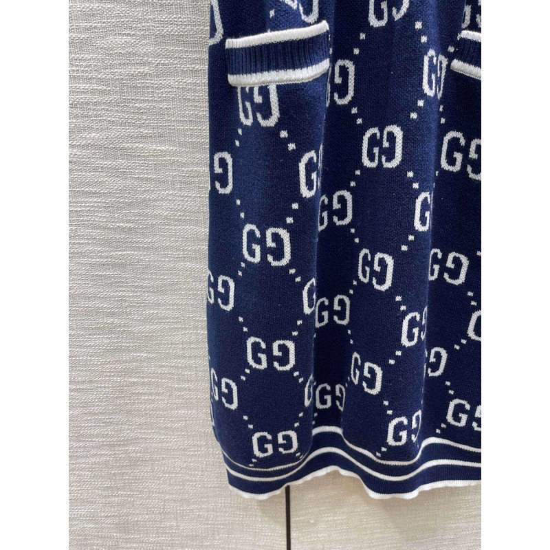 G*u*i gg cotton jacquard dress blue