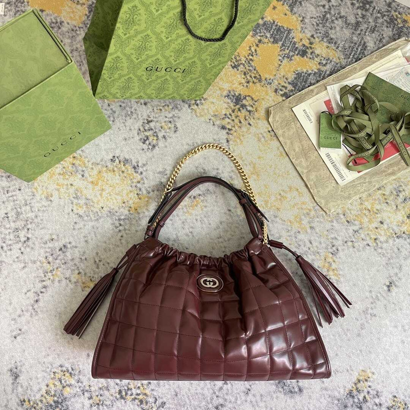 G*u*i deco medium tote bag burgundy