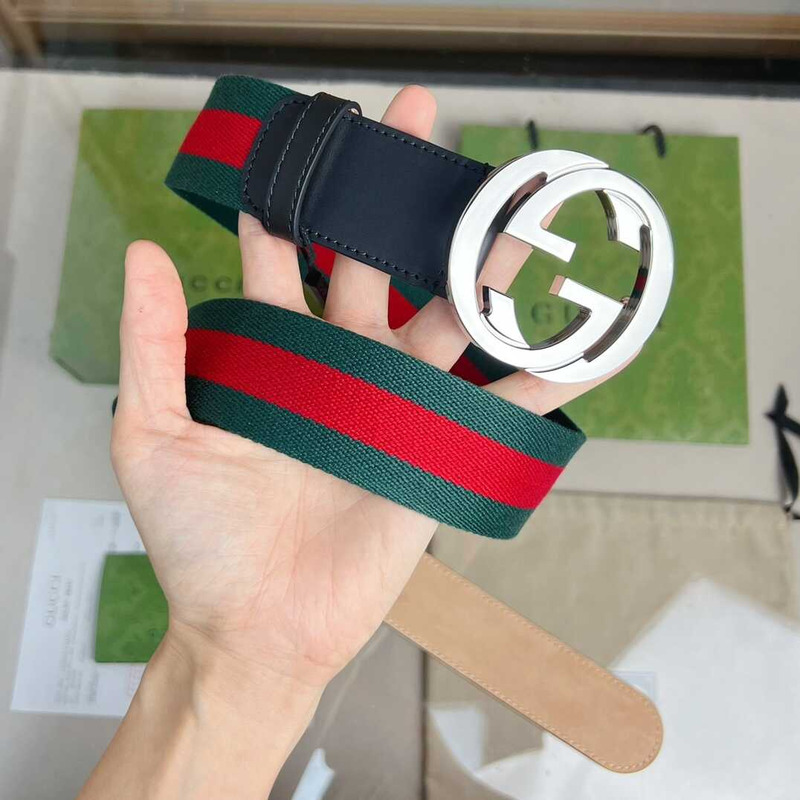 G*u*i web belt with double g buckle