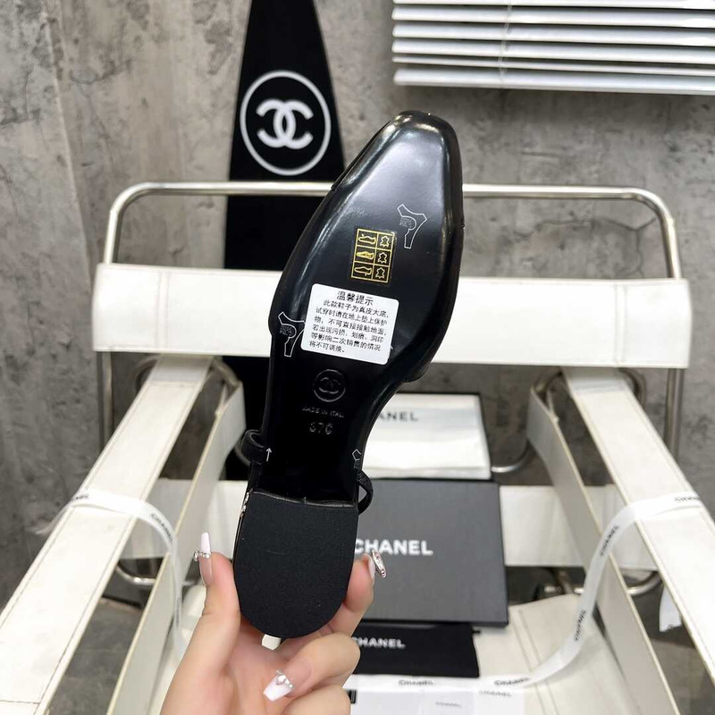 Ch*el lace up shoes lambskin and faille black