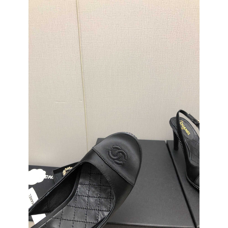 ch*el sling-back satin &Di*m*nd black