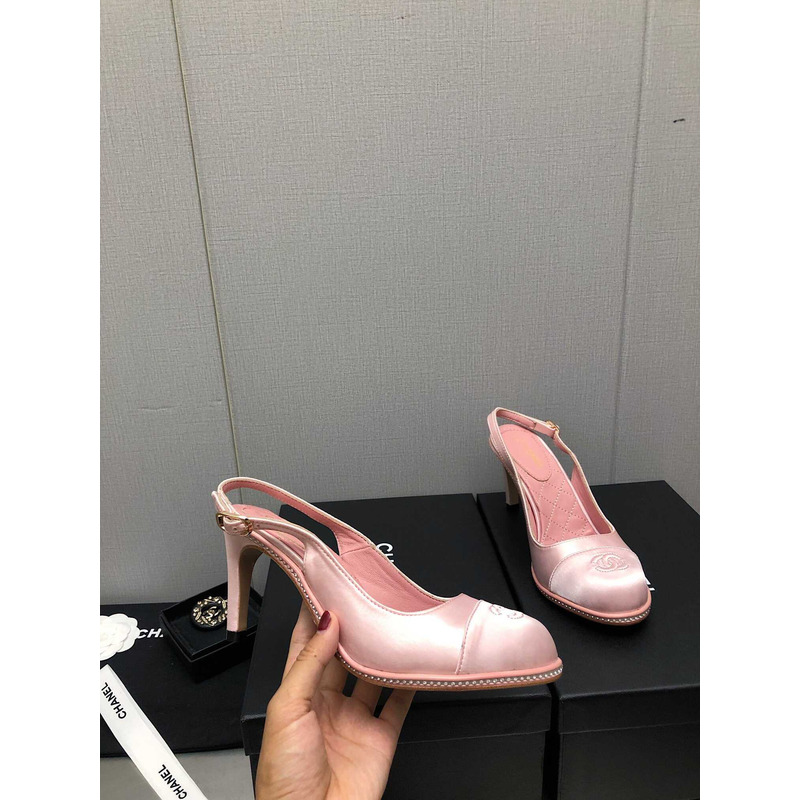 ch*el sling-back satin &Di*m*nd pink