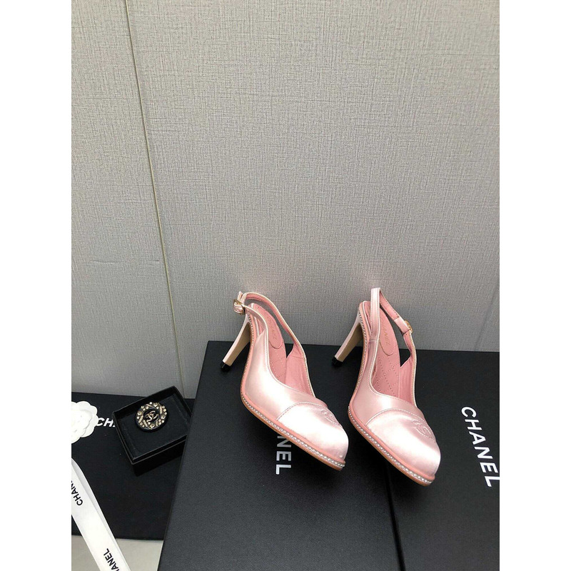 ch*el sling-back satin &Di*m*nd pink