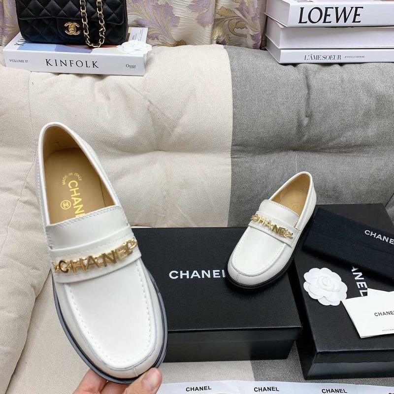 Ch*el casual shoes calfskin white