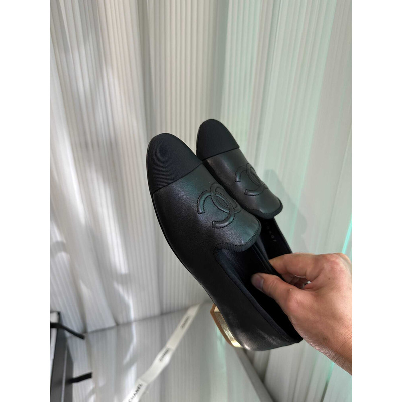 Ch*el cc lambskin loafters black