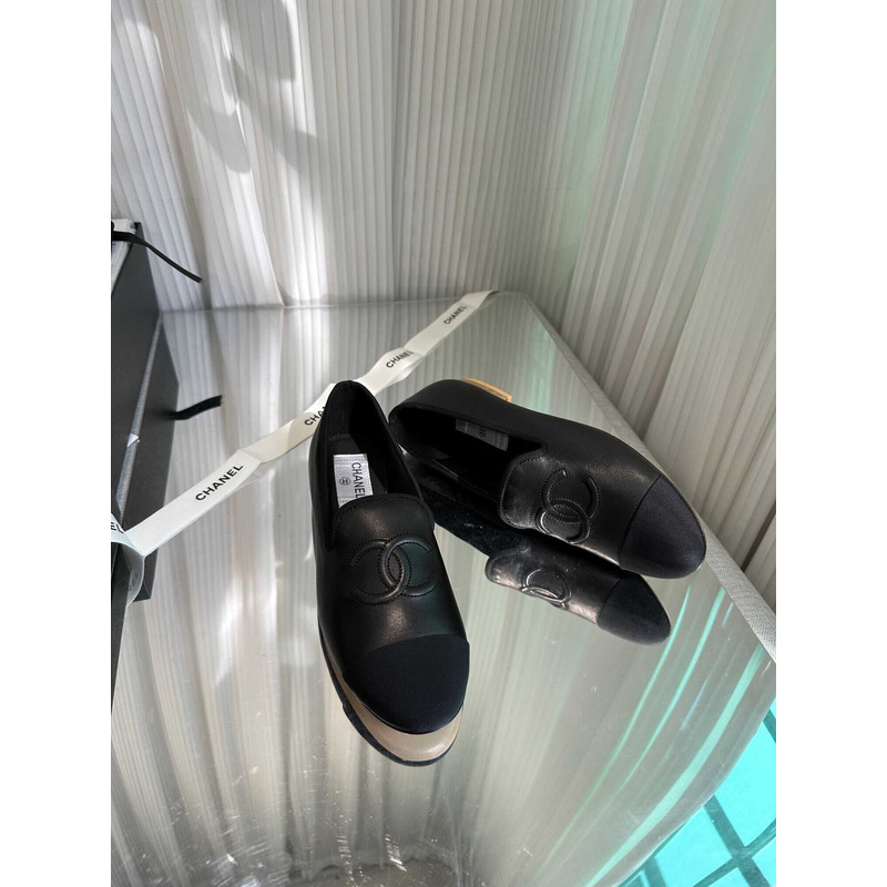 Ch*el cc lambskin loafters black