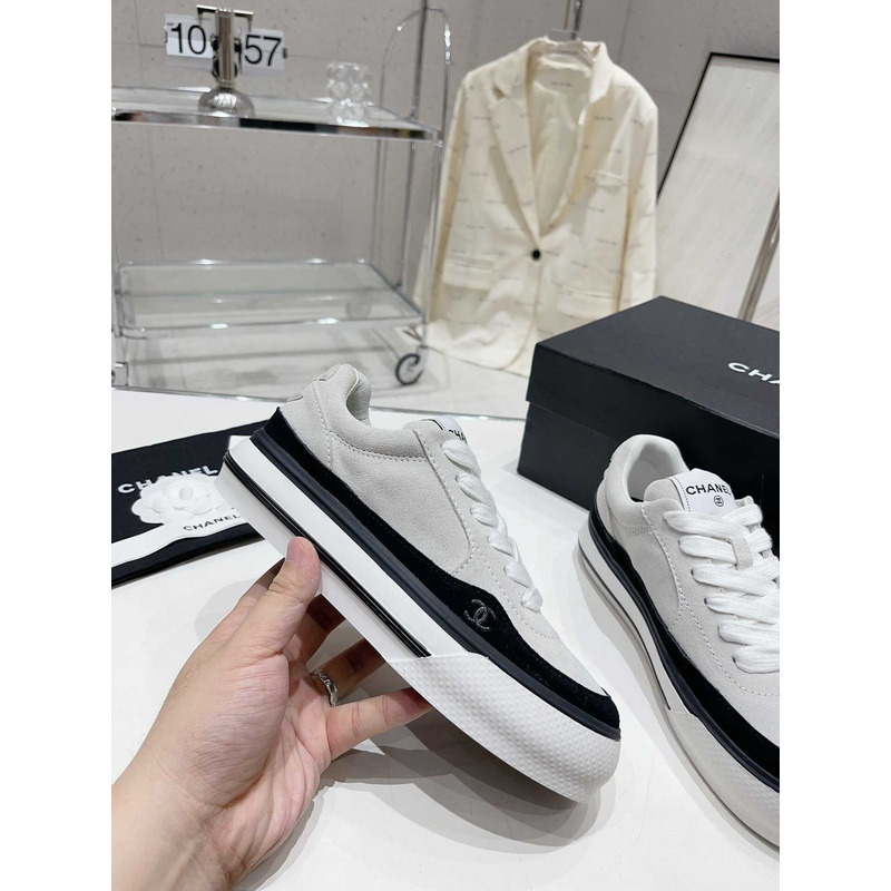 Ch*el velvet & suede calfskin black & grey