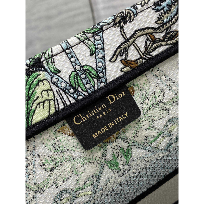 D*or medium D*or book tote white multicolor Étoile de voyage embroidery