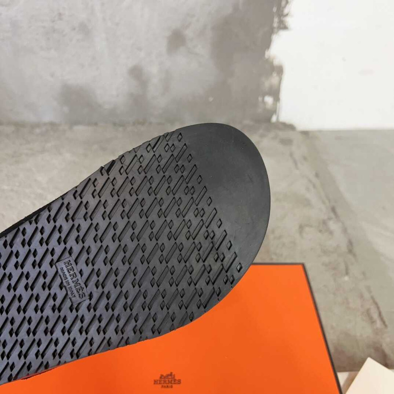 H**mes fur-trimmed loafers black