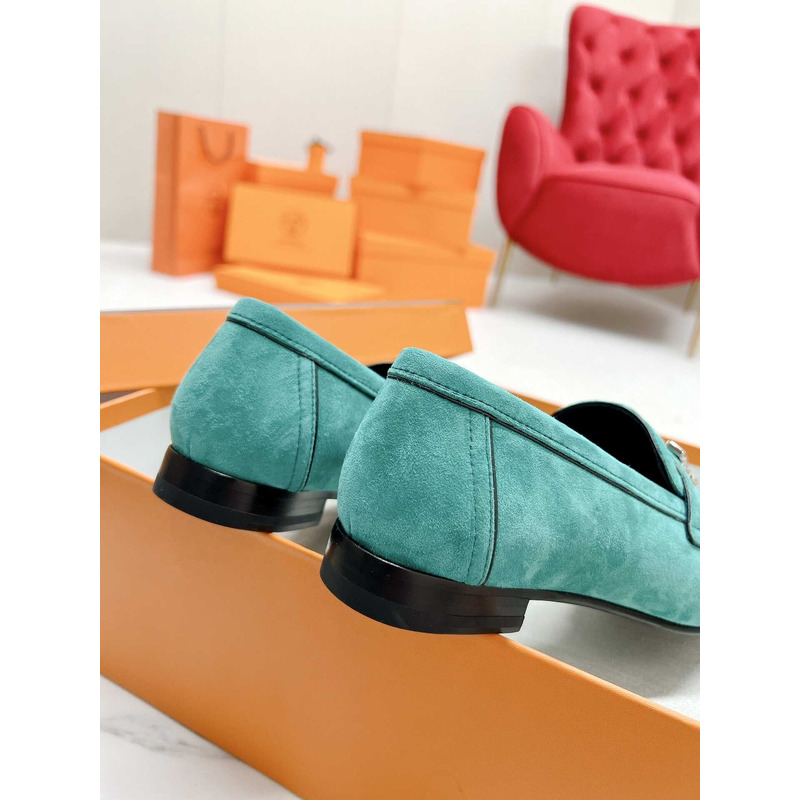 H**mes paris loafers in lake blue velvet