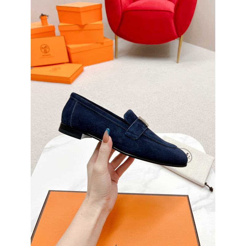 H**mes paris loafers in dark blue velvet