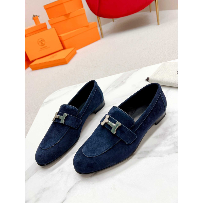 H**mes paris loafers in dark blue velvet