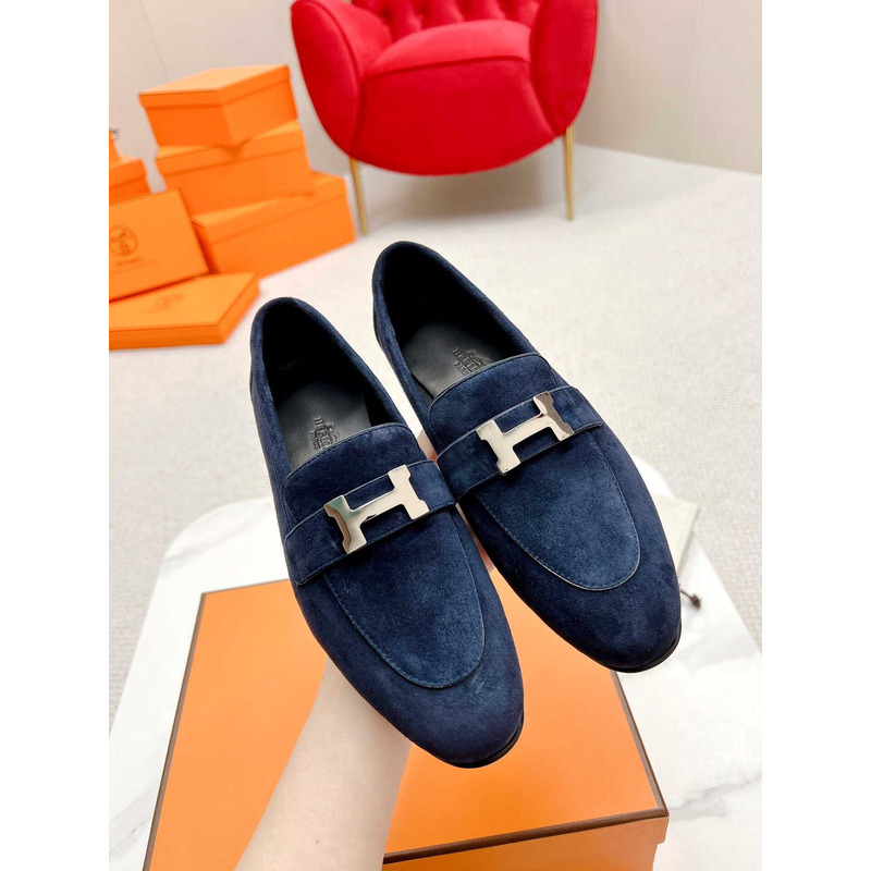 H**mes paris loafers in dark blue velvet