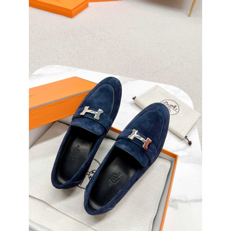 H**mes paris loafers in dark blue velvet