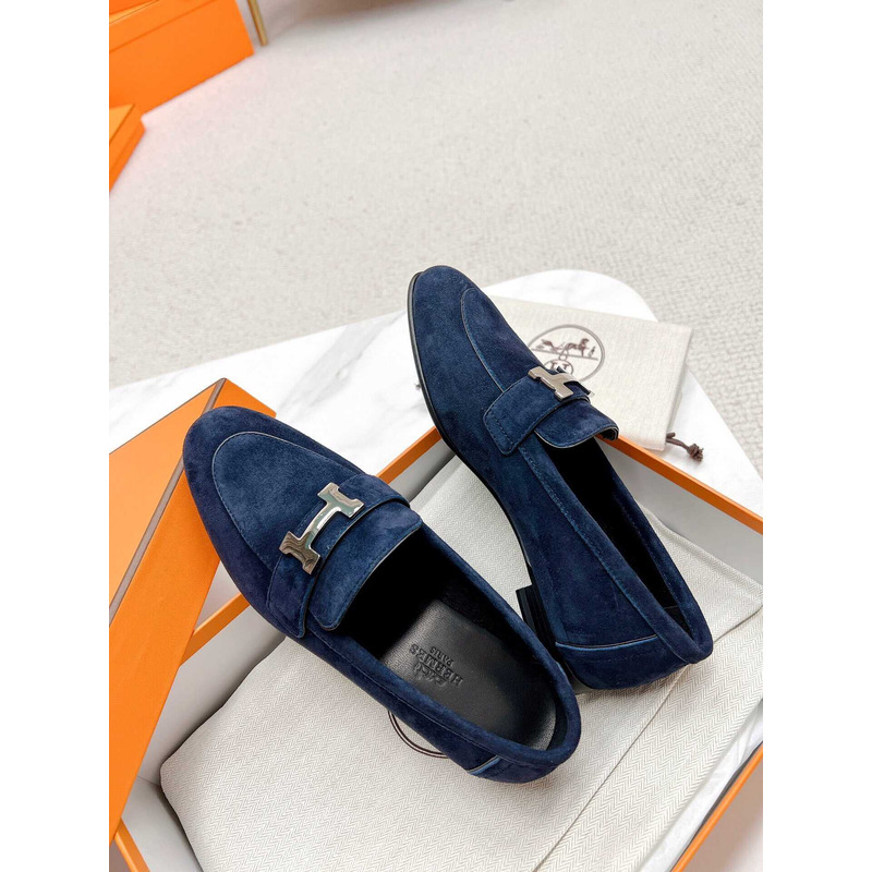 H**mes paris loafers in dark blue velvet