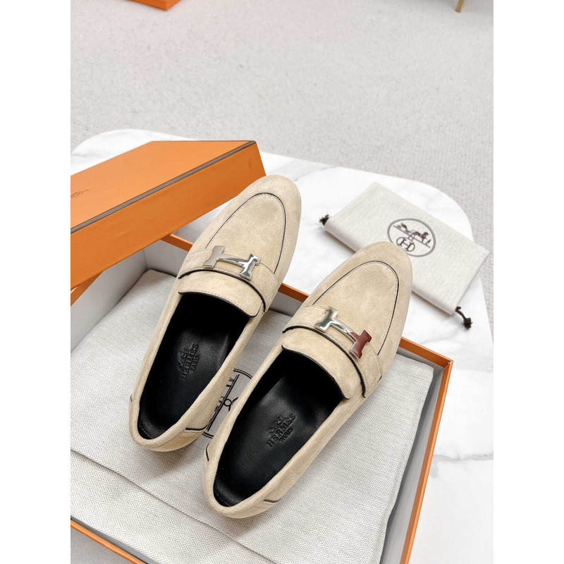 H**mes paris loafers in beige velvet