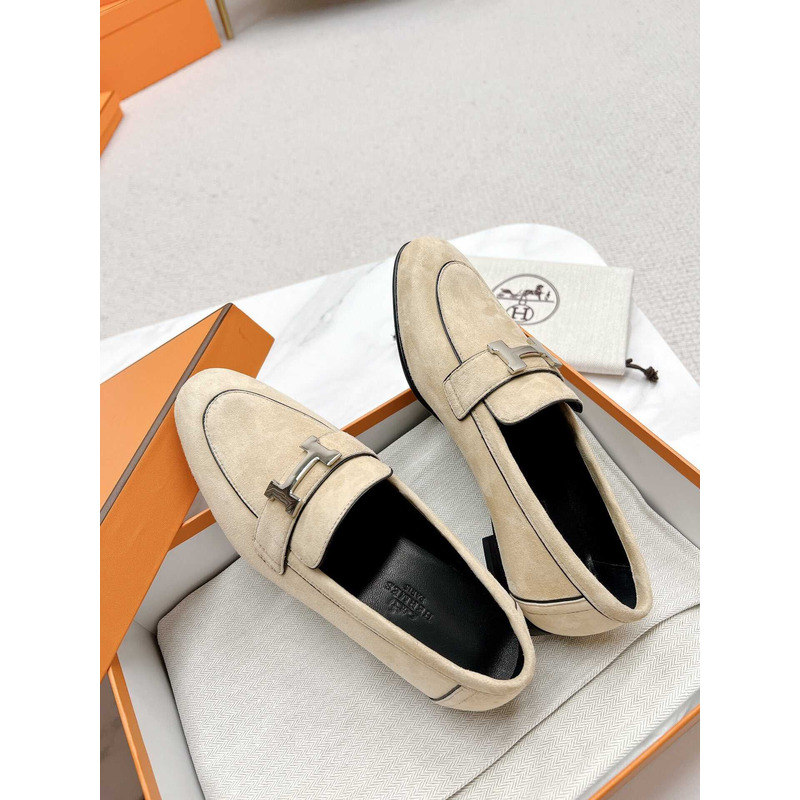 H**mes paris loafers in beige velvet