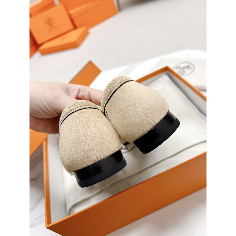 H**mes paris loafers in beige velvet